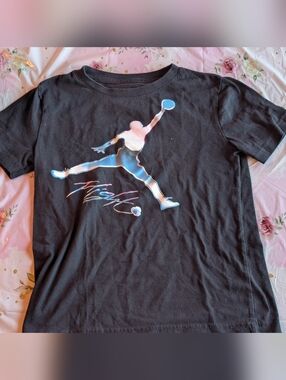 Jordan Black Tee with Neon Jumpman Graphic/ 8-10 Years